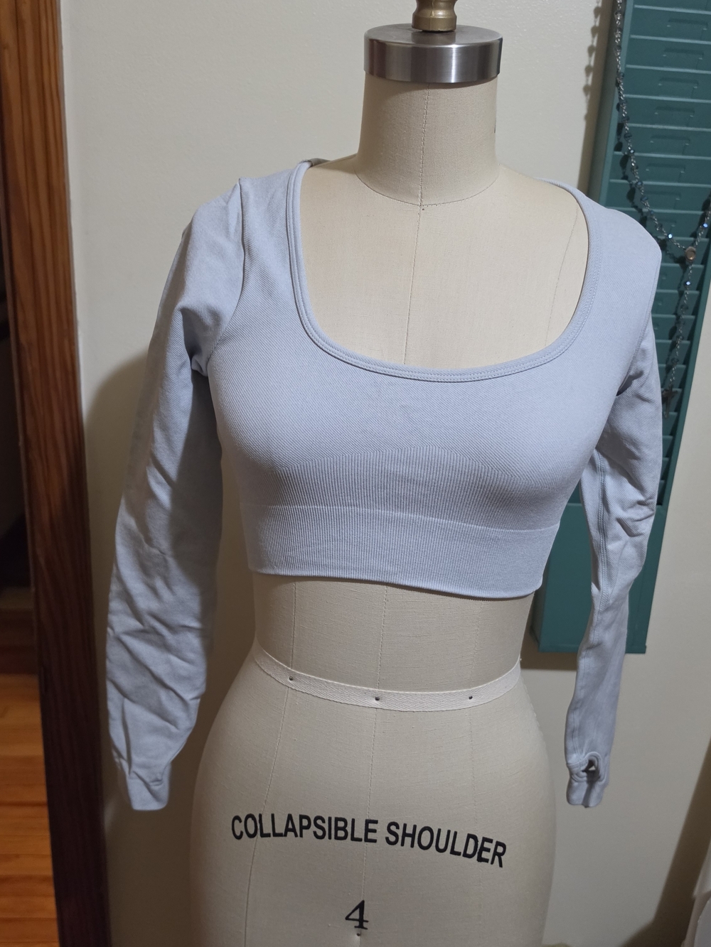 Light Gray Long Sleeve Scoop Neck Top